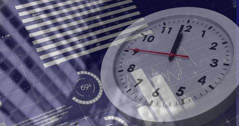 Cityscape Blended with Digital Data and Clock Elements - Download Free Stock Images Pikwizard.com