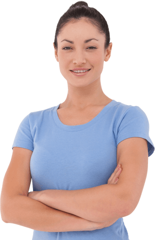 confident woman in blue shirt on transparent background - Download Free Stock Videos Pikwizard.com