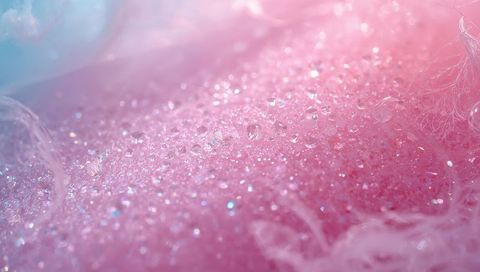 Pastel Pink Crystal Sparkle Macro with Dew Drops Bokeh Texture for Beauty Backgrounds