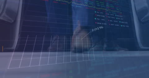 Digital Data Overlay with Business People Walking