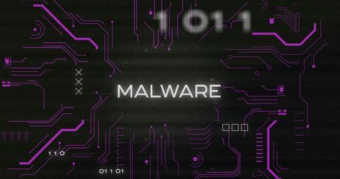 Digital Interference Design with Malware Text on Circuit Board - Download Free Stock Images Pikwizard.com