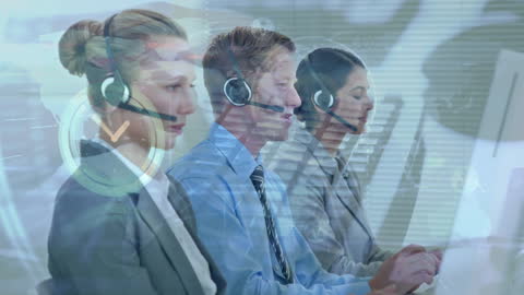 People Using Phone Headsets for Customer Service Communication