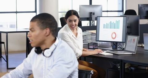 Collaborative Teamwork in Modern Office Space