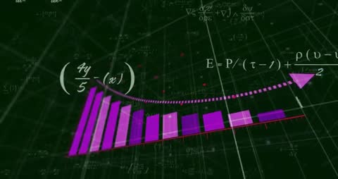 Futuristic Data Visualization with Rising Purple Chart Bars