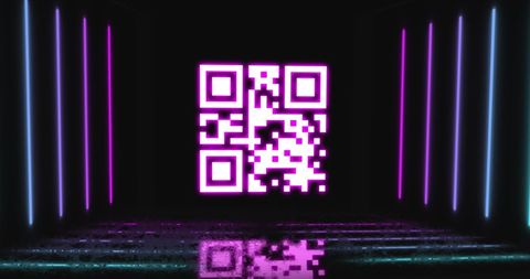 Neon QR Code in Futuristic Digital Environment