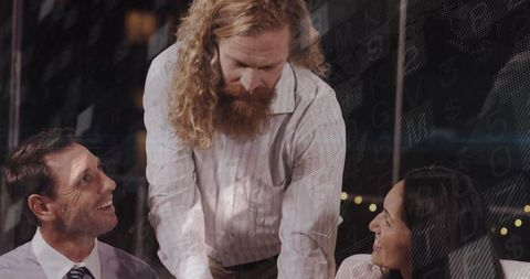 Business team collaborating in modern tech office