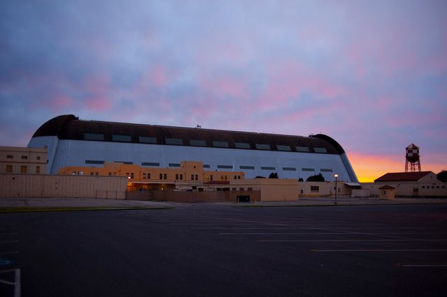 Hangar One, Moffett Federal Airfield, CA at sunrise