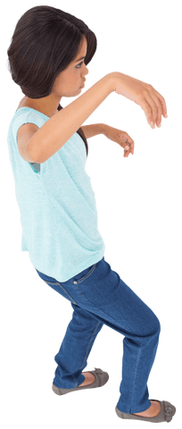 Woman Gesturing with Arms Raised on Transparent Background - Download Free Stock Videos Pikwizard.com
