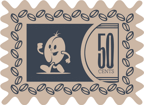 vintage cartoon coffee bean stamp with 50 cents, transparent background - Download Free Stock Videos Pikwizard.com