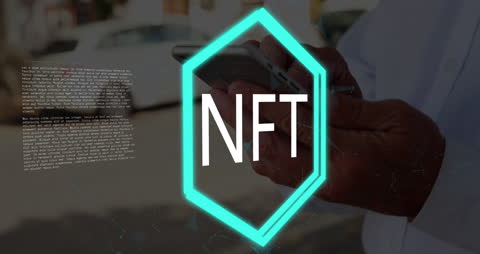 Hand Holding Phone with NFT Hologram Projection