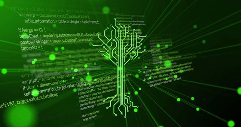 Futuristic Circuit Tree with Digital Data Streams - Download Free Stock Images Pikwizard.com