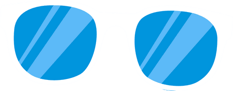 Stylish sunglasses with white frame and blue lenses on transparent background