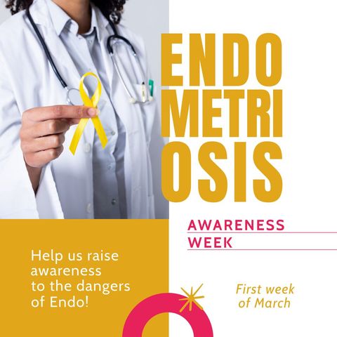 Endometriosis Awareness with Doctor Holding Yellow Ribbon