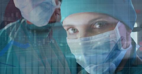 Surgeons Collaborating Amid Financial Data Visualization