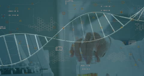 Digital DNA Visualization with Scientist in Laboratory Setting