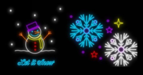 Neon Christmas Snowman and Snowflakes Illustration - Download Free Stock Images Pikwizard.com