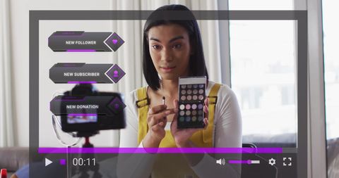 makeup vlogger presenting in a professional livestream setup - Download Free Stock Images Pikwizard.com