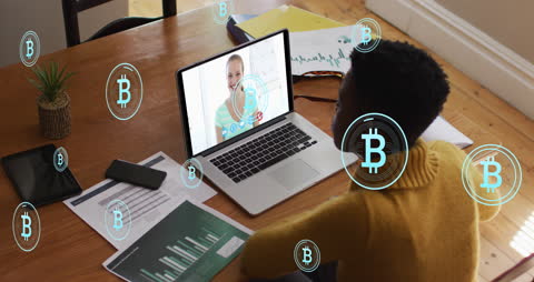 Woman Engaging in Video Call with Cryptocurrency Monitoring