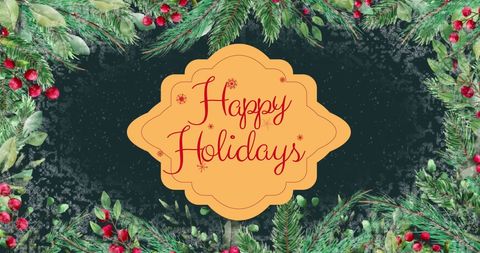 Festive Holiday Greeting Card with Pine and Berry Border