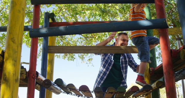 Father Playing with Son on Playground in Summer - Download Free Stock Images Pikwizard.com