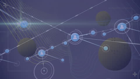 Futuristic Digital Network with Abstract Globes