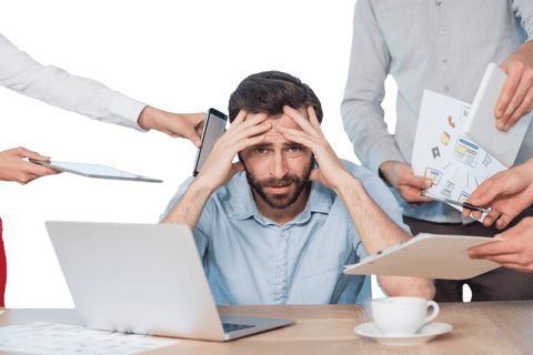 stressed businessman overwhelmed by colleagues at workstation - Download Free Stock Videos Pikwizard.com