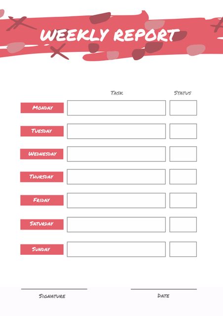 Weekly Report Template with Clean Layout and Red Accents - Download Free Stock Templates Pikwizard.com