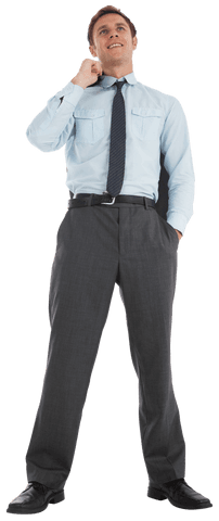 Smiling Businessman Holding Suit Jacket on Transparent Background