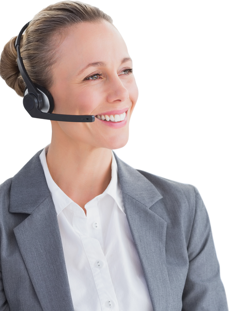 Caucasian Businesswoman Using Headset with Transparent Background - Download Free Stock Videos Pikwizard.com