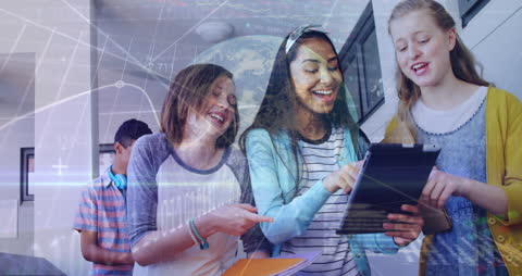 Diverse Students Experiencing Digital Learning Interface