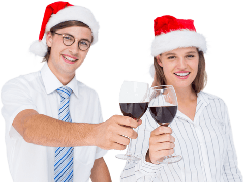 Transparent Holiday Celebration With Wine and Smiling Couple