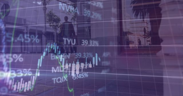 Businessman Walking with Financial Graphs and Stock Market Data Overlay - Download Free Stock Images Pikwizard.com