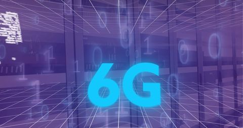 Futuristic 6g concept with abstract digital background