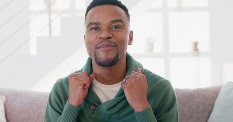 Happy African American Man Enjoying Video Call at Home - Download Free Stock Images Pikwizard.com