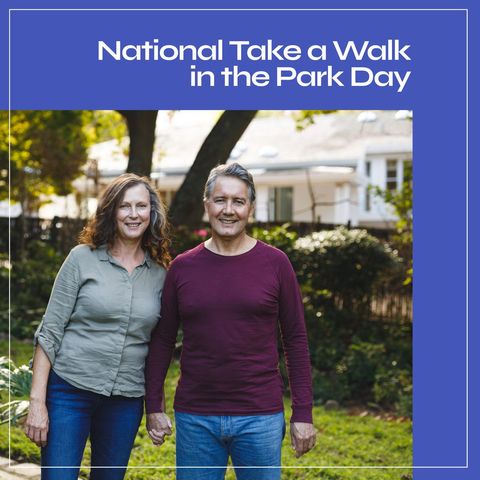 happy couple enjoying park walk on national day - Download Free Stock Templates Pikwizard.com