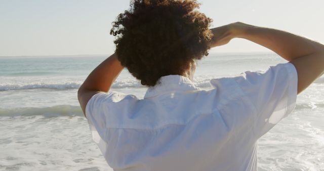 Woman Enjoying Ocean View on Sunny Day - Download Free Stock Images Pikwizard.com