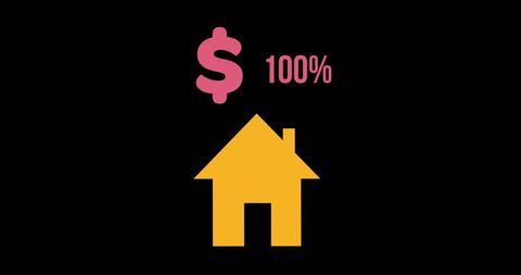 Dollar 100 Percent Mortgage Icon on Black Background - Download Free Stock Images Pikwizard.com