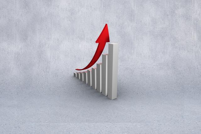 Rising Bar Graph with Red Arrow on Grey Background - Download Free Stock Photos Pikwizard.com
