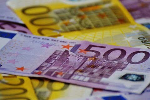 Detailed Close-up of Various Euro Banknotes Displayed