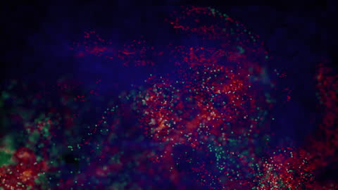 Abstract Particle Swirls in Red and Blue