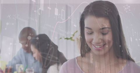 Collage of Professionals with Digital Data Interface Overlay