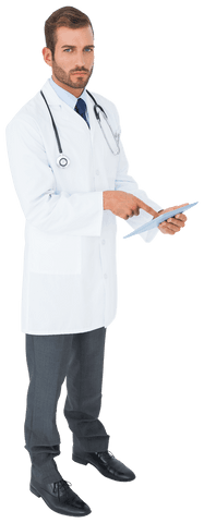 Transparent Image of Doctor Using Tablet with Stethoscope - Download Free Stock Videos Pikwizard.com