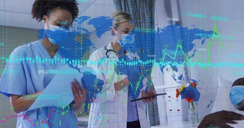 Global Healthcare Analytics Concept with Medical Staff and Data Visualization