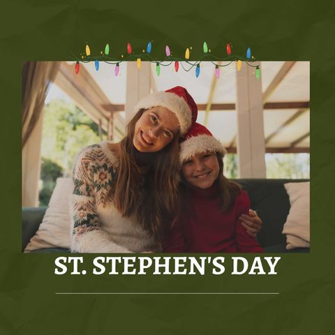 mother and daughter celebrating st. stephen's day with santa hats - Download Free Stock Templates Pikwizard.com