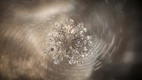 Slow Motion Crystal Chandelier Cluster Reflecting Warm Light with Ceiling Light Ripples