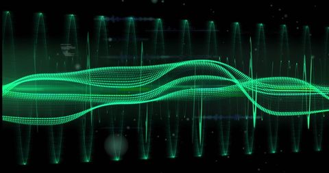 Green Digital Wave Abstract Background with Tech Elements - Download Free Stock Images Pikwizard.com
