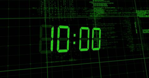 Green Digital Clock Overlay on Data Processing Background - Download Free Stock Images Pikwizard.com