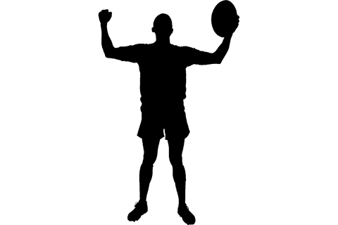 Transparent Silhouette of Male Rugby Player Vector Graphic