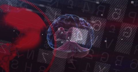 Translucent 3d brain in futuristic medical interface concept