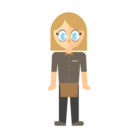 Cute transparent illustration of female barista character